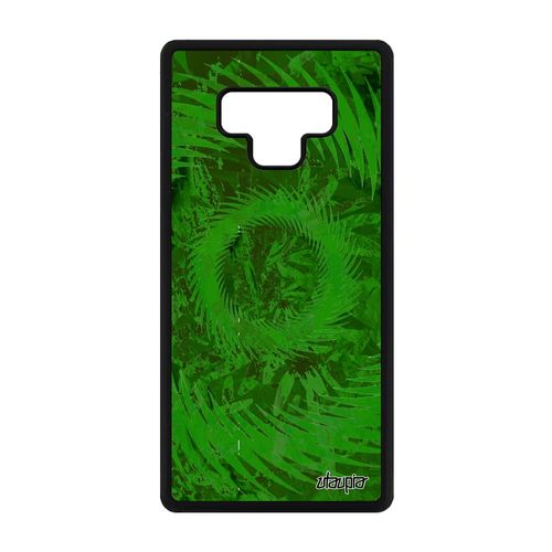 Coque Samsung Galaxy Note 9 En Silicone Mandala Rigide Vert Fond Motif Effet Bumper Antichoc Etui Cercle Decoratif Vegetal Design