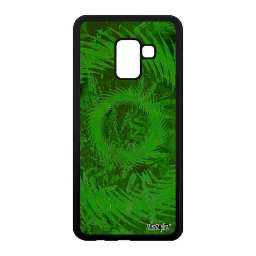 Coque Silicone Mandala Pour Galaxy A8 2018 Motif Design Telephone Unique Vegetal Decoratif 4g Effet Antichoc Fond Etui Vert Samsung