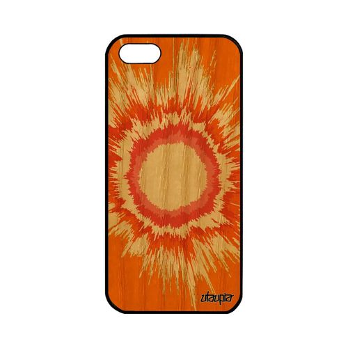 Coque En Bois Silicone Iphone 5 5s Se Explosion Espace De Protection Cover Housse Orange Soleil Artisanal Personnalisé Modern Apple