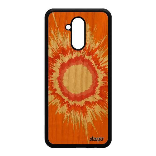 Coque En Bois Rigide Pour Mate 20 Lite Silicone Explosion Telephone Motif Soleil Galaxie Coloré Antichoc Souple Espace Orange Huawei