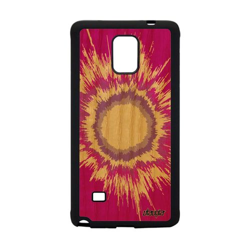 Coque Bois Pour Galaxy Note 4 Silicone Explosion Rose Jolie Galaxie Soleil Tendance Smartphone Housse Motif Effet Dual Sim Samsung