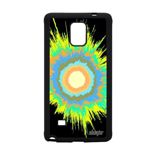 Coque Galaxy Note 4 Silicone Explosion Espace Mobile Antichoc Motif Modern Coloré Soleil Design Texture Galaxie Etui Jaune Samsung