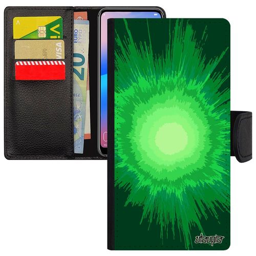 Coque Honor 9 Cuir Portefeuille Explosion Galaxie Coloré Bumper Texture Housse Vert Espace Telephone Soleil Motif Original Case De