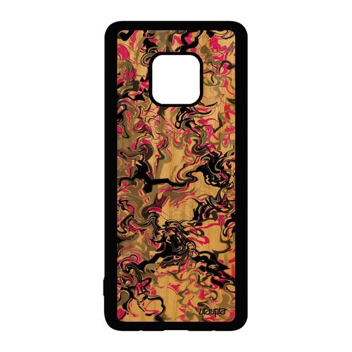 Coque Huawei Mate 20 Pro Bois Silicone Marbre Coloré Forme Smartphone Motif Housse Portable Fantaisie Rose Artisanat Texture De