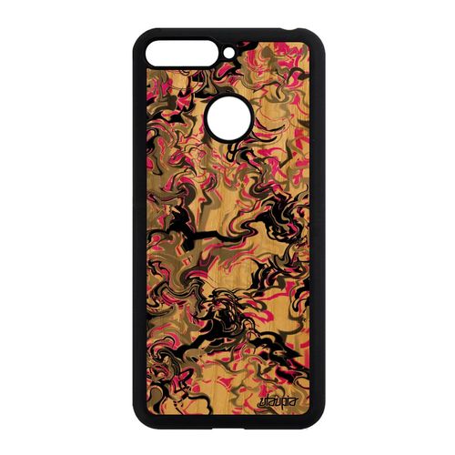 Coque Vrai Bois Marbre Honor 7a Silicone Forme Peinture Artisanat Telephone Rose Personnalisé Texture Fantaisie Design Motif Souple