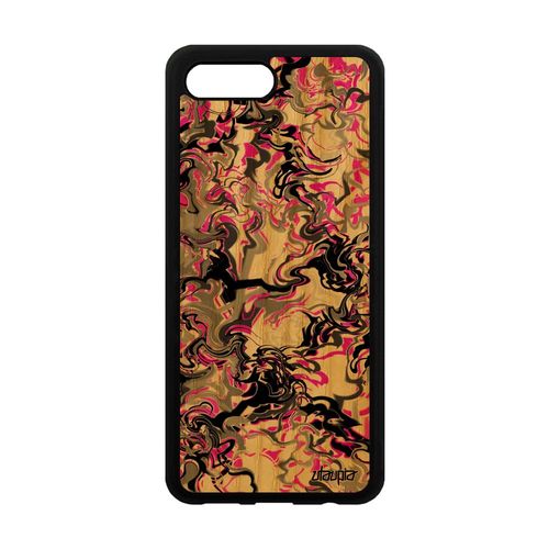 Coque Honor 10 En Vrai Bois Silicone Marbre Telephone Fantaisie Peinture Forme Coloré Motif Texture Rose 4g Artisanat Portable Etui