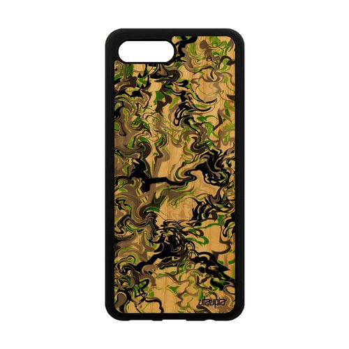 Coque Bois Silicone Pour Honor 10 Marbre Forme Mobile Etui Vert Motif Fait Main Frêne Peinture Bumper Case Effet Souple Fond Ondulé