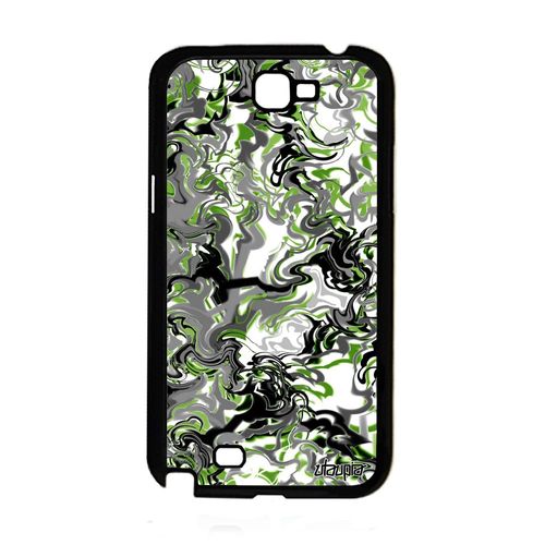 Coque Silicone Samsung Galaxy Note 2 Marbre Ondulé Motif Peinture Portable Effet Design Vert Telephone Gt-N7105 Metal Made In France