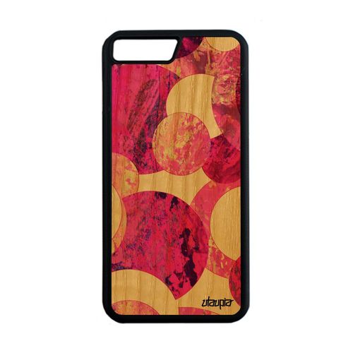 Coque Bois Iphone 7 Plus Silicone Peinture Abstrait Art Galaxie Antichoc Design Artisanat Texture Rose Etui Motif Personnalisé
