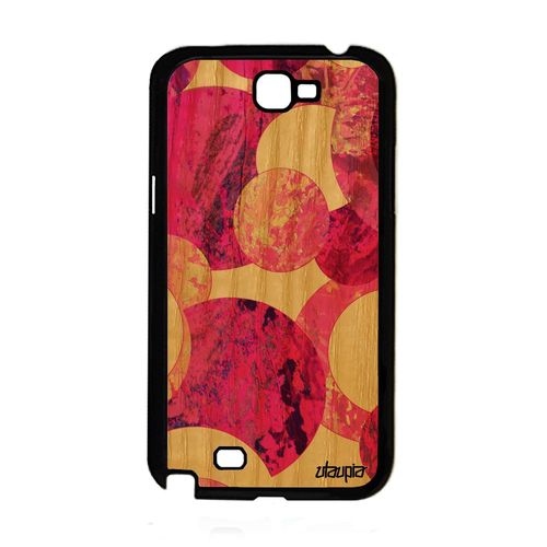 Coque En Bois Pour Samsung Galaxy Note 2 Silicone Peinture Abstrait Galaxie Coloré Artisanat Ronds Texture Rose Art Bumper 4g Design