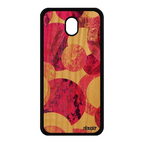 Coque Bois Naturel Galaxy J7 2017 Pro Silicone Peinture Abstrait Ronds Galaxie Geometrie Telephone Rose Etui Artisanat Motif Samsung