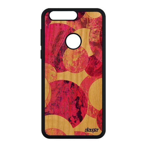 Coque Silicone Honor 8 Bois Peinture Abstrait Artisanat Ronds Art Smartphone Motif Geometrie Galaxie Housse Texture Rose Caoutchouc