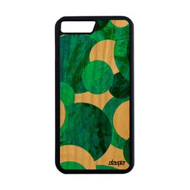 Coque Silicone Pour Iphone 7 Plus Bois Peinture Abstrait Housse Cercle Geometrique Solide Personnalisé Effet Design Motif Vert