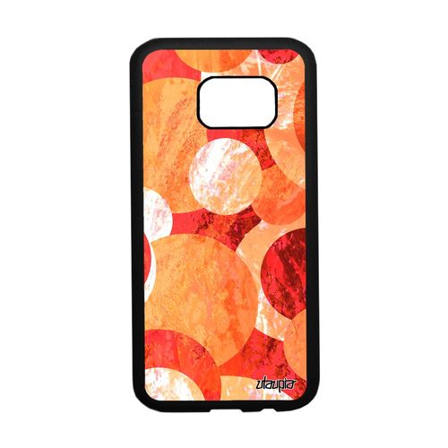 Coque En Silicone Samsung Galaxy S7 Peinture Abstrait Original Sphere Art Orange Ronds Portable Metal Housse Design Made In France