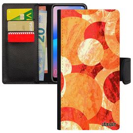 Coque Peinture Abstrait Rabat Honor 8a Cuir Portefeuille Coloré Orange Geometrique Housse Personnalisé Telephone Ronds Portable Art