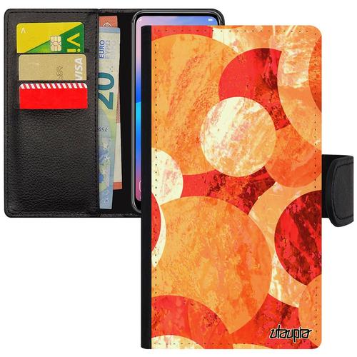 Coque Pour Xiaomi Redmi Note 6 Pro Cuir Rabat Porte Cartes Peinture Abstrait Art Design Orange Telephone Magnetique Mobile Unique De