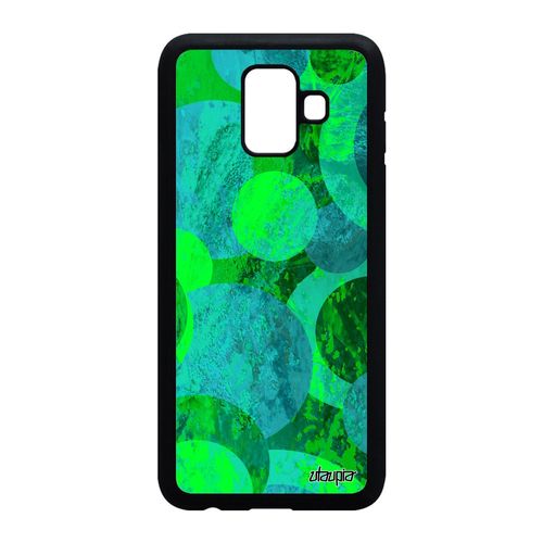 Coque Silicone Samsung Galaxy A6 2018 Peinture Abstrait Antichoc Coloré Motif Ronds Geometrie Texture Art Cercle 4g Vert Original De