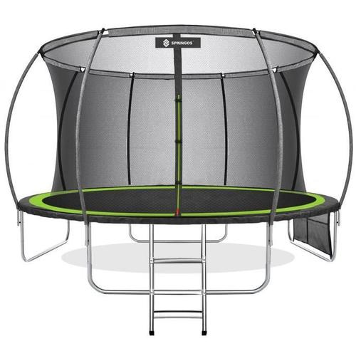 Springos® Trampoline Pour Enfant Et Adultes Rond Ø 396 Cm Avec Filet Sécurité Et Échelle