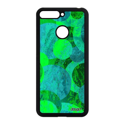 Coque Rigide Honor 7a Silicone Peinture Abstrait Vert Aluminium Original Motif Art Design Cercle De Protection Ronds Bumper Coloré