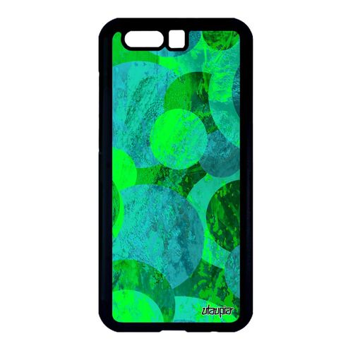 Coque Silicone Peinture Abstrait Honor 9 Cercle Motif Geometrie Case Pas Cher Art Original Coloré Design Vert Ronds Telephone Etui