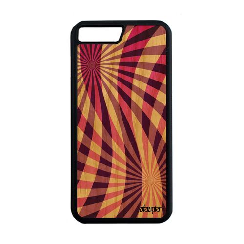 Coque Bois Pour Iphone 7 Plus Silicone Illusion D'optique Fond Jolie Spirale Rose Motif Effet Design Antichoc Geometrique Etui