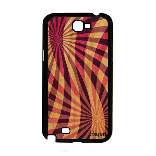 Coque Illusion D'optique Samsung Galaxy Note 2 Bois Silicone Mobile Spirale Fond Design Jolie Telephone De Protection Antichoc Rose