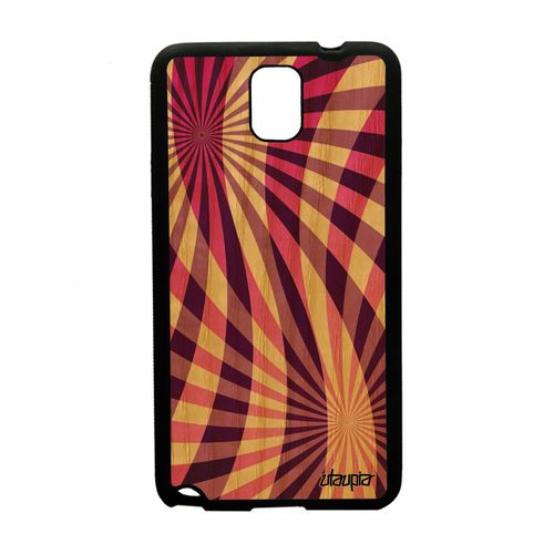 Coque Bois Naturel Silicone Samsung Galaxy Note 3 Illusion D'optique Pas Cher Geometrique Fond Rose Effet Housse Design Motif Mobile
