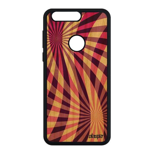 Coque En Bois Pour Honor 8 Silicone Illusion D'optique Jolie Spirale Rose Fond Effet Geometrique Design Motif Personnalisé Antichoc