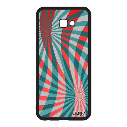 Coque Pour Samsung Galaxy J4 Plus 2018 Silicone Illusion D'optique Geometrique Original Motif Solide Spirale Tpu De Protection Rouge