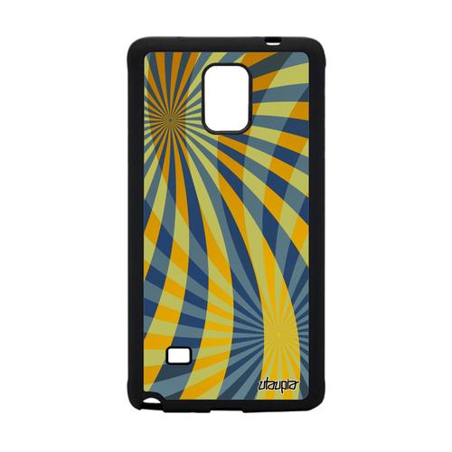 Coque Samsung Galaxy Note 4 Silicone Illusion D'optique Housse Gel Jaune Original Etui Moderne Design Coloré Motif Texture 4g De