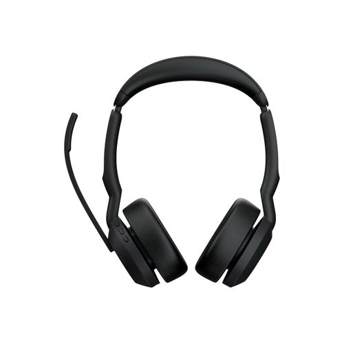 Jabra Evolve2 55 UC Stereo - Micro-casque - sur-oreille - Bluetooth - sans fil - Suppresseur de bruit actif - USB-C, USB-A - noir - avec support de chargement - certifié Zoom, Cisco Webex...