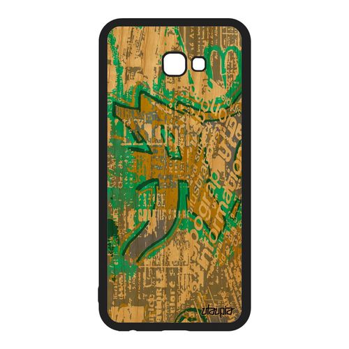 Coque Street Art Samsung Galaxy J4 Plus 2018 Bois Silicone Tag Graffiti Artisanat Personnalisé Vert Telephone Tagué Motif Peinture