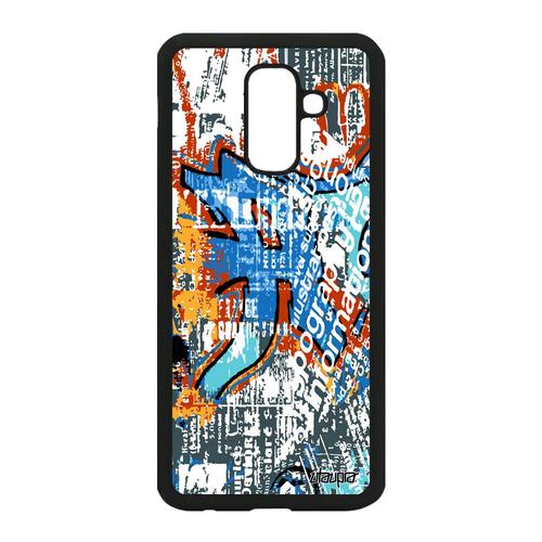 Coque Samsung Galaxy A6 Plus 2018 Silicone Street Art Motif Unique Alu Graffiti Jolie Fond Orange Ecriture Peinture Housse Tag Etui