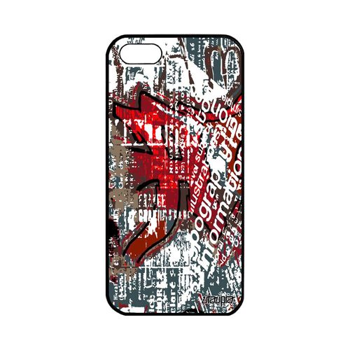 Coque Iphone 5 5s Se Silicone Street Art Texture Personnalisé Dessin Peinture Tagué Marron Motif Coloré Ecriture Graffiti Tag Apple