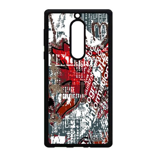 Coque En Silicone Nokia 5 Street Art Tag Design Texture Graffiti Peinture Marron Motif Tagué Mobile Coloré Ecriture De Protection