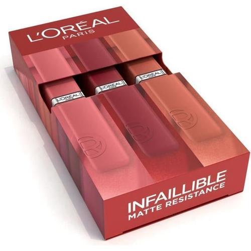L'oréal Paris - Coffret 3 Rouges À Lèvres Liquide Longue Tenue - Couleur Intense & Fini Mat - Sans Transfert - Infaillible Matte 