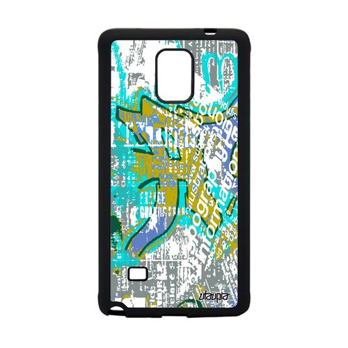 Coque Pour Samsung Galaxy Note 4 En Silicone Street Art Tag Ecriture Graffiti Rigide Etui Fond Tagué Vert Telephone Original Motif