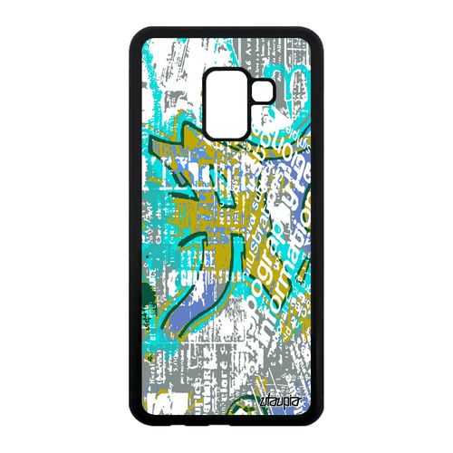Coque Pour Galaxy A8 2018 Silicone Street Art Tagué Souple Design Vert Antichoc Effet De Protection Personnalisé Motif Cover Samsung