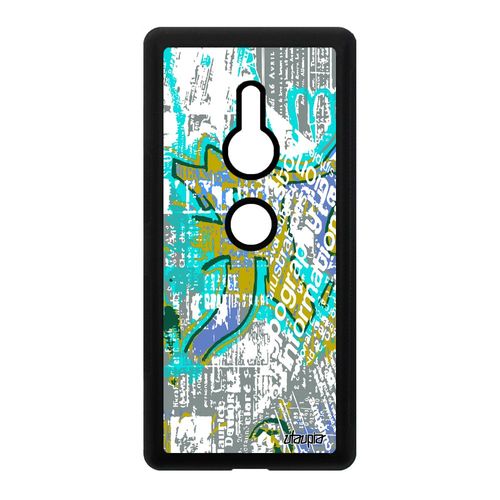 Coque Street Art Pour Sony Xperia Xz2 Silicone Motif Tagué Design Housse Telephone Peinture Fond Vert Graffiti Effet Made In France