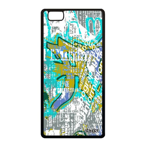 Coque Huawei P8 Lite 2015 Silicone Street Art Tag De Protection Peinture Ecriture Vert Bumper Portable Tagué Tpu Mobile Motif Fond