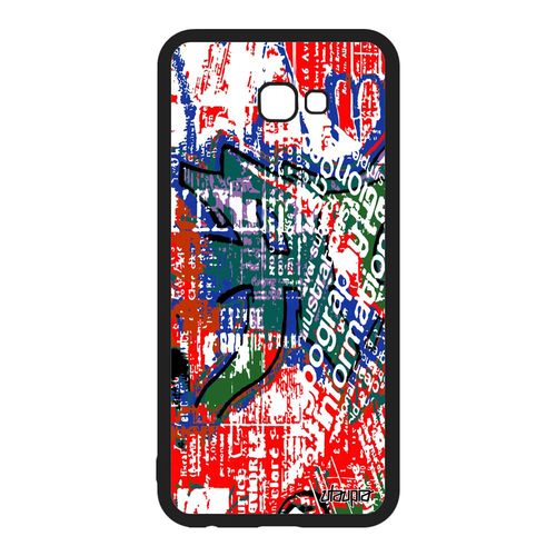 Coque Silicone Pour Samsung Galaxy J4 Plus 2018 Street Art Rouge Tag Smartphone Original Portable Texture Tagué Coloré De Protection