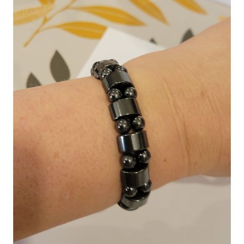 Bracelet Homme Femme Hematite Noir Metal ! Neuf !