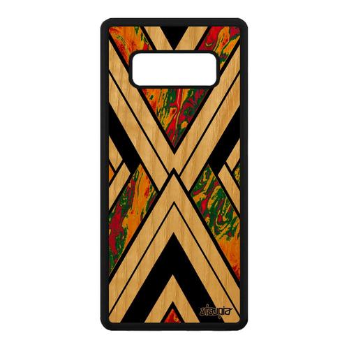 Coque En Bois Silicone Samsung Galaxy Note 8 Marbre Pierre Motif Jolie Granite Jaune Telephone Etui Design Effet Forme Geometrique