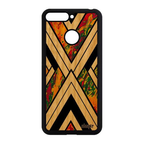 Coque En Bois Veritable Pour Honor 7a Silicone Marbre Design Granite Jolie Geometrique Cover Pierre Etui 4g Effet Housse Motif Jaune