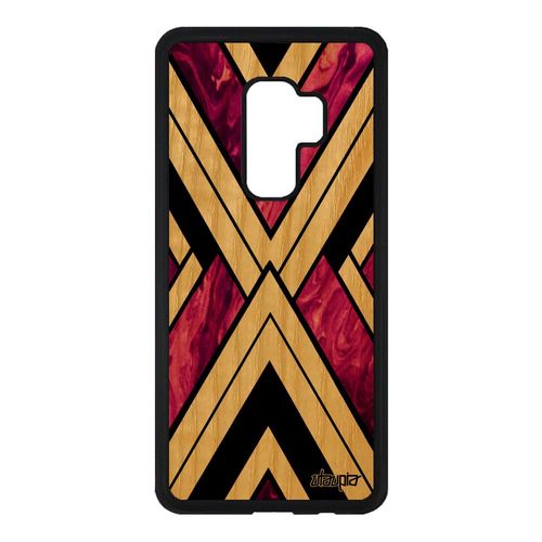 Coque Pour Samsung Galaxy S9 Plus En Bois Silicone Marbre Portable Motif Unique Telephone Texture Artisanat Coloré Rose Pierre Etui