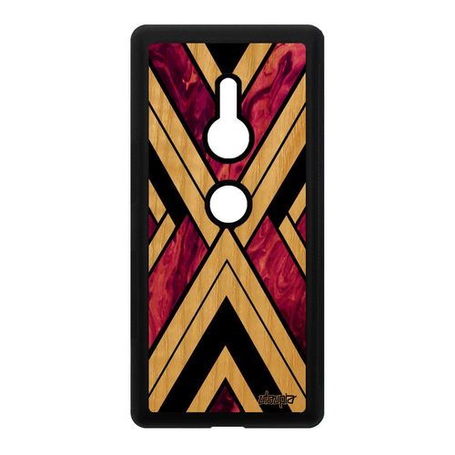 Coque Sony Xperia Xz2 Bois Naturel Silicone Marbre Motif Rigide Rose Geometrie Artisanat Housse Texture Etui Coloré Design Telephone