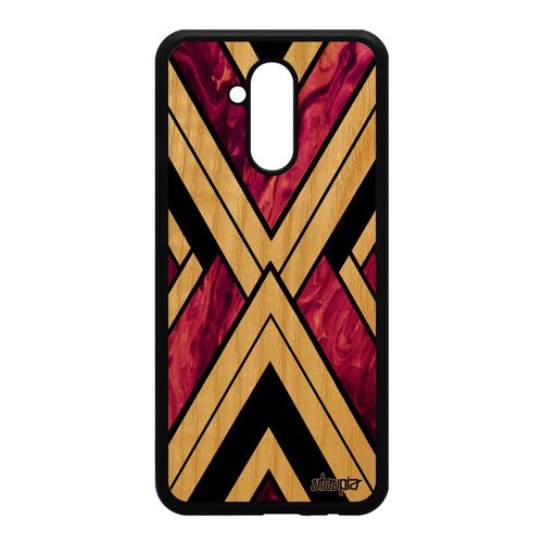 Coque Huawei Mate 20 Lite En Bois Silicone Marbre Pierre Frêne Antichoc Triangle Rigide Rose Granite Texture Geometrie Design Coloré