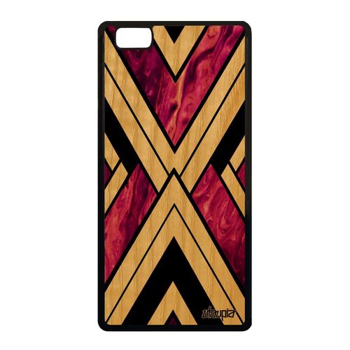 Coque Silicone Pour Huawei P8 Lite 2015 En Bois Marbre Artisanat Coloré Pas Cher Design Motif Frêne Geometrie Pierre Rose Texture