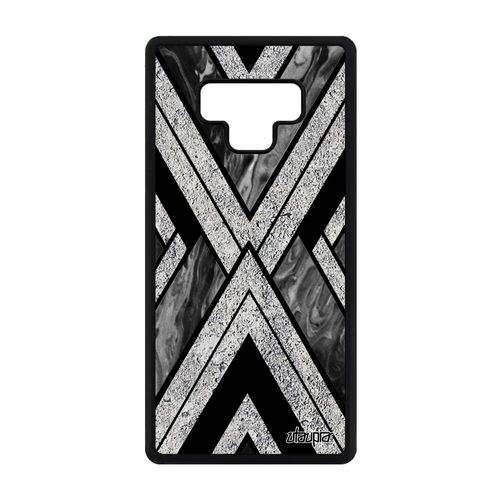 Coque Silicone Pour Samsung Galaxy Note 9 Marbre Case 4g Housse Motif Effet Geometrie Triangle Gris Granite Design Telephone Matiere