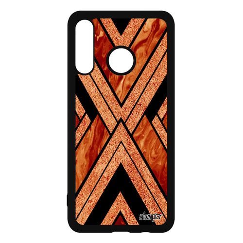 Coque Huawei P30 Lite En Silicone Marbre Pierre Orange Personnalisé De Protection Granite Fond Telephone Design Housse Jolie Effet